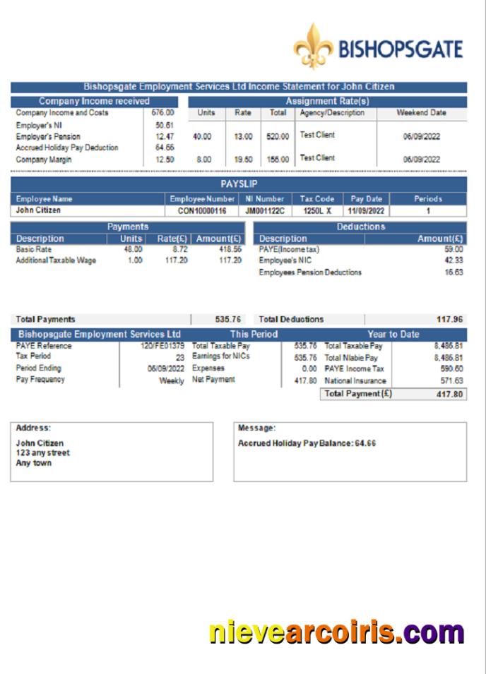 United Kingdom Bishopsgate payroll services company